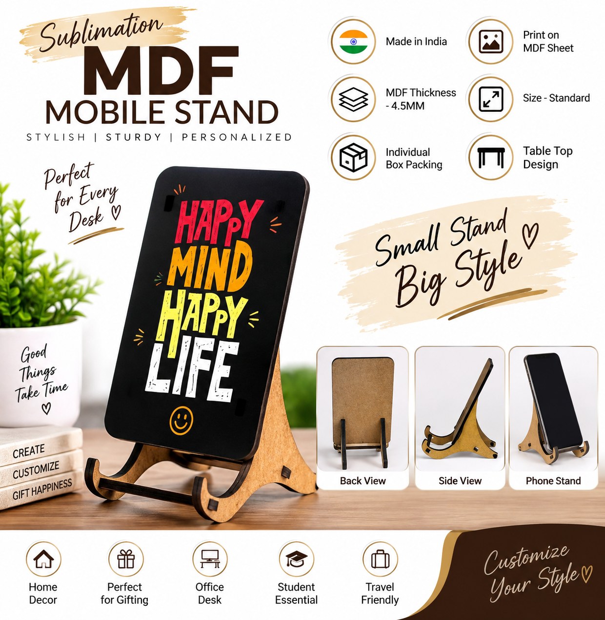 MDF Mobile Stand (With Curve Base)